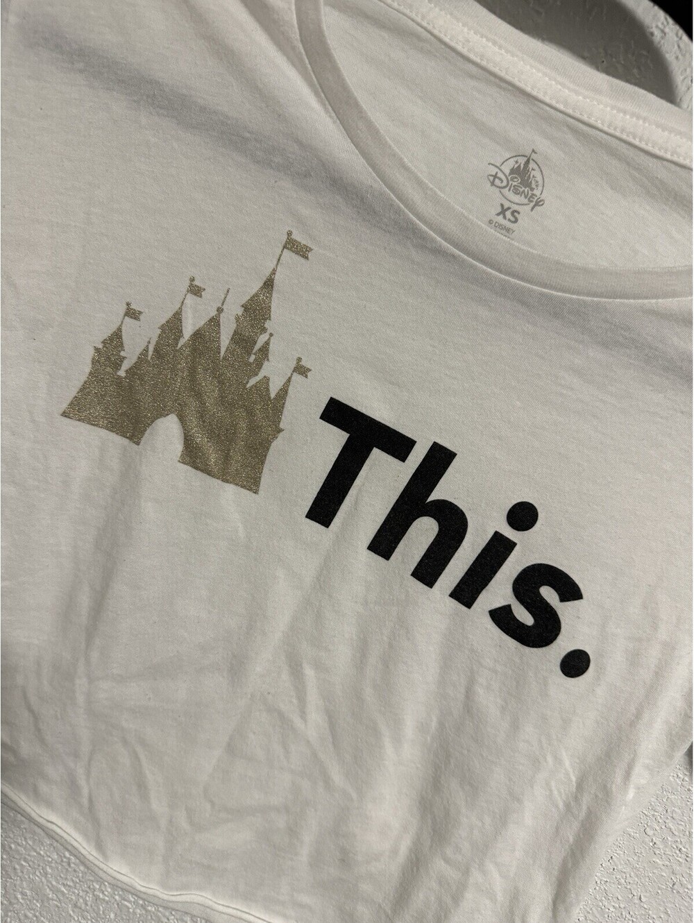 Disney Women's White “Castle This” Magic Kingdom Castle Crop Top Size X-small - Picture 3 of 6